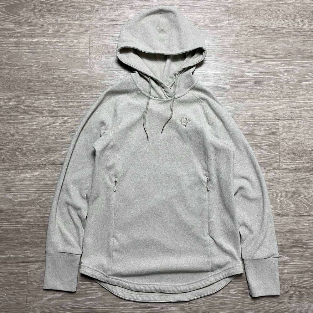 Norrona Femund Warm2 Hoody Women's M Beige Polartec Fleece Pullover Sweatshirt